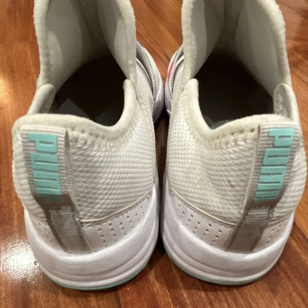 PUMA Adelina Girls Kids White Multicolor Slip On Mesh Low Top Sneakers Sz 3